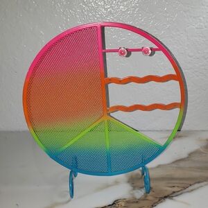 Earrings Display Holder Colorful Rainbow Peace Sign  Display Jewelry Organizer